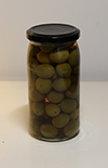 Photo d'olive verte dans un bocal